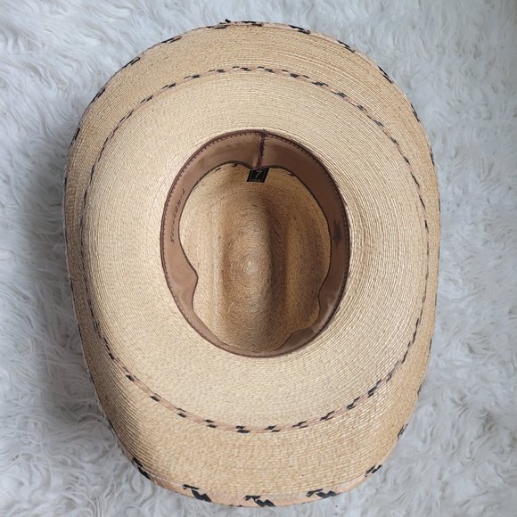 Texas Hat Company Ponderosa Vintage Womens Texas Straw Western Hat Size 7 Beige